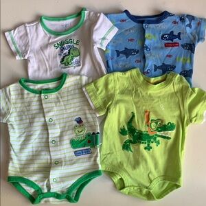 Set of 4 Carters 3M Dinosaur, Alligator, & Shark Bodysuit